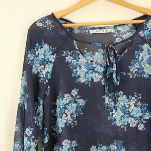 Cupid's Diary Blue Sheer Blouse - Size M